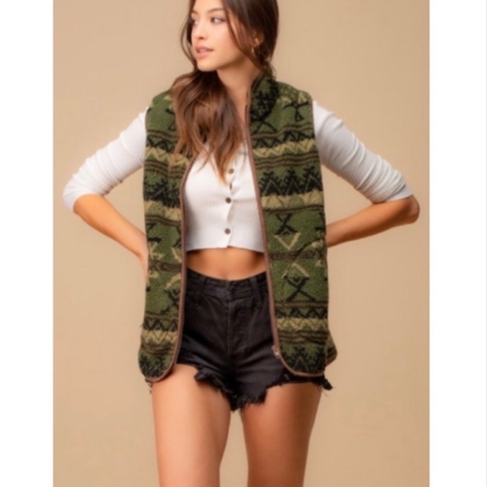 Southwestern Print Fleece Vest